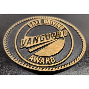 Vanguard Safe Driving Award Brass Belt Buckle - Made by DynaBuckle